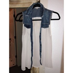 White button-up Jean Blouse